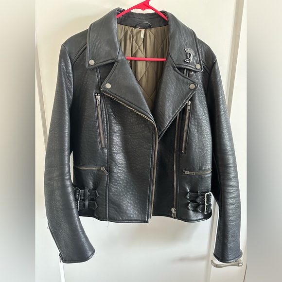 Free People Jackets & Blazers - Free people size 12, insulated vegan leather jacket. Lightly worn.